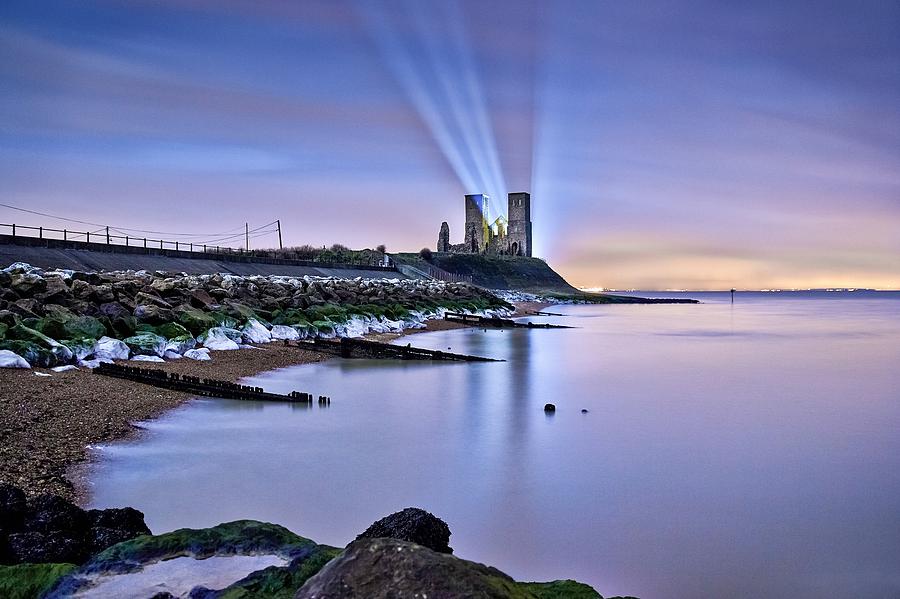 Landscape Photograph - Reculver Towers at Night. by Ian Hufton