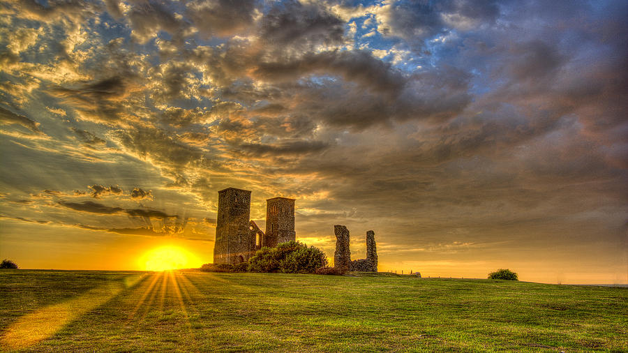 Reculver Towers Kent Sunset Photograph By David Attenborough