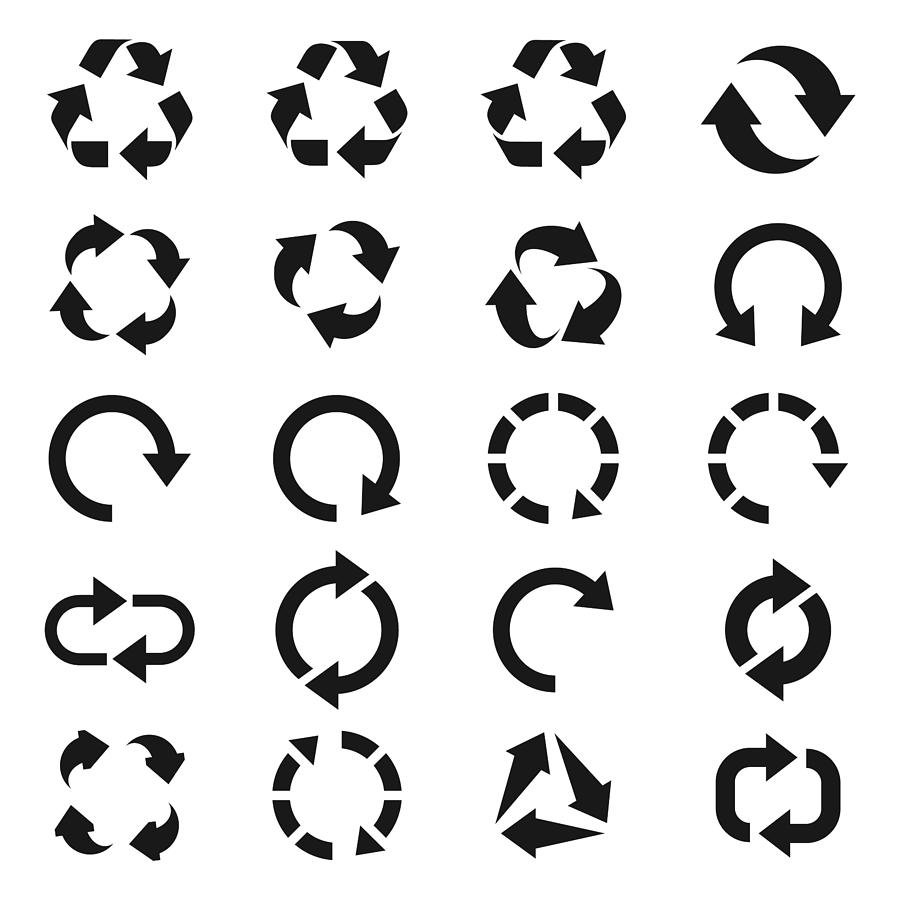 Recycle icon set Drawing by FingerMedium
