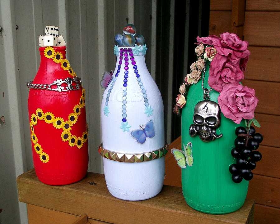 Recycled Milk Bottles Glass Art By Sandy Wager