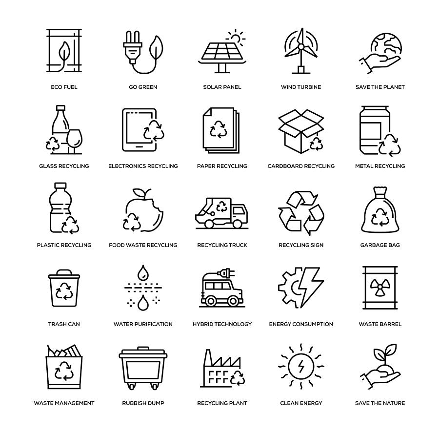 Recyling Icon Set Drawing by Enis Aksoy