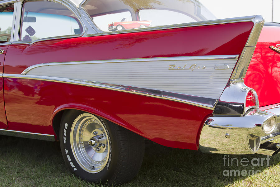 Red 1957 Chevy Bel Air Fin Photograph by Keith Bell - Pixels