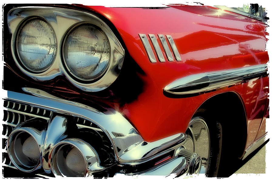 Red 1958 Chevrolet Impala Photograph