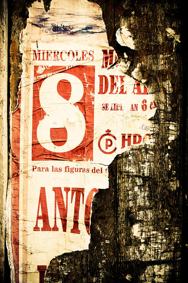 Cool Photograph - Red 8 Spain Rustic Wood by Calvin Hanson