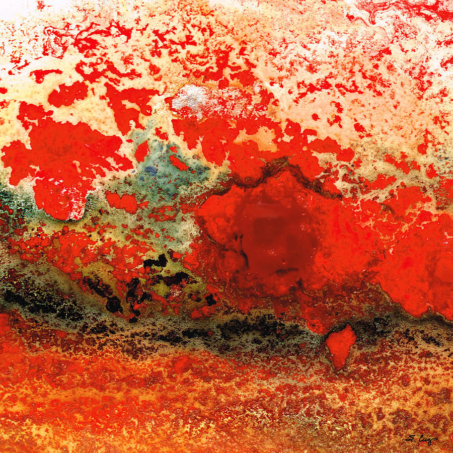 Red Abstract Art - Lava - By Sharon Cummings Painting by Sharon Cummings