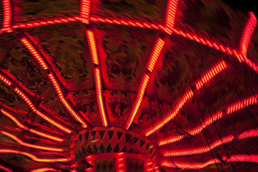 Abstract Photograph - Red Abstract Carnival Lights by Garry Gay