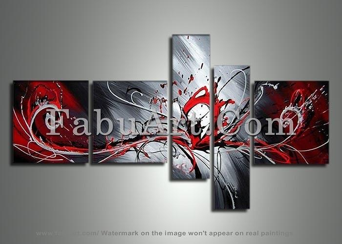 Red Abstract Painting 414 - 66 x 36in Painting by FabuArt