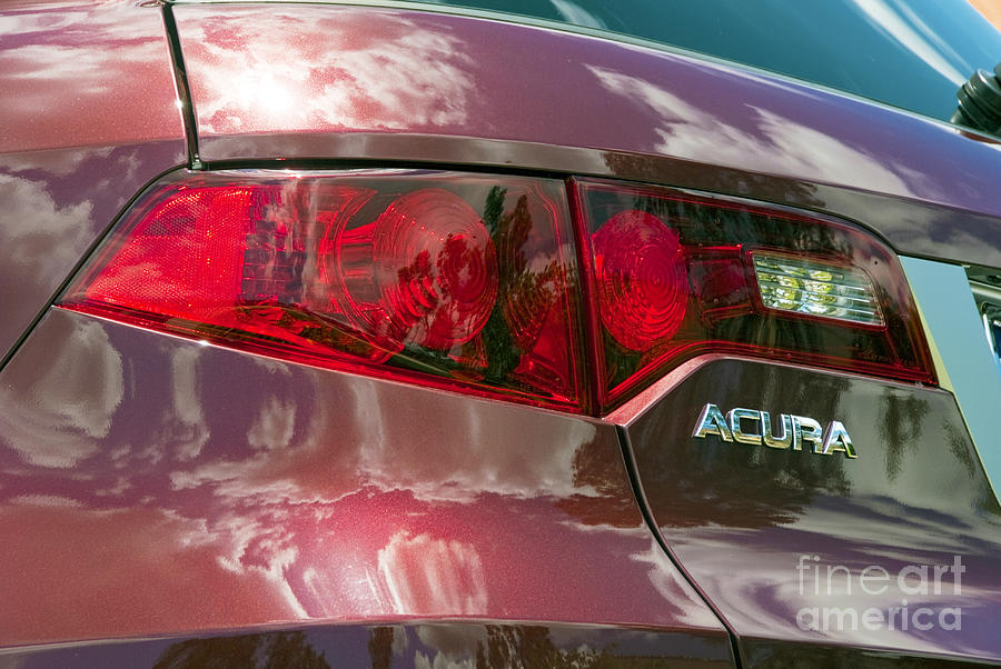 Red Acura Rear Tail light close up Photograph by David Zanzinger