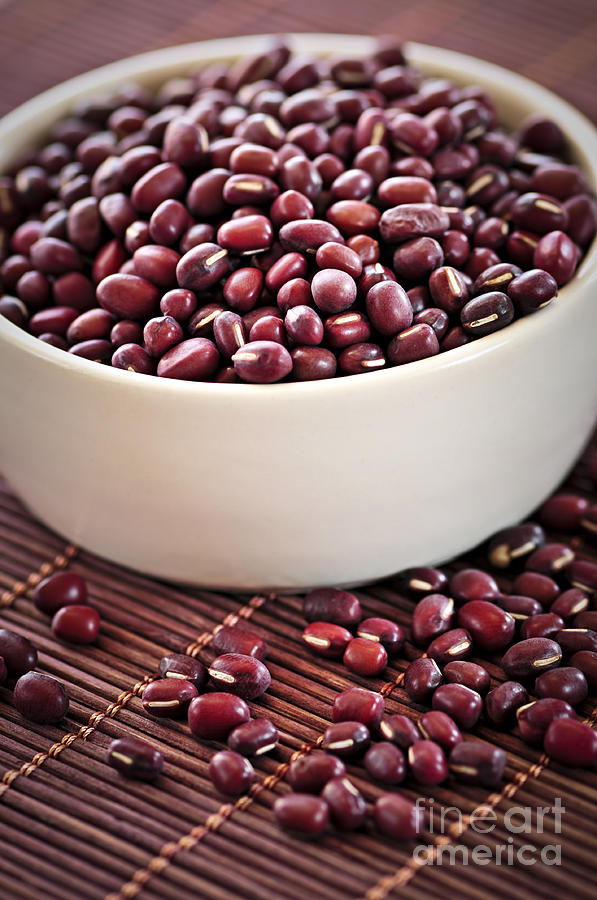 Bowl Photograph - Red adzuki beans by Elena Elisseeva