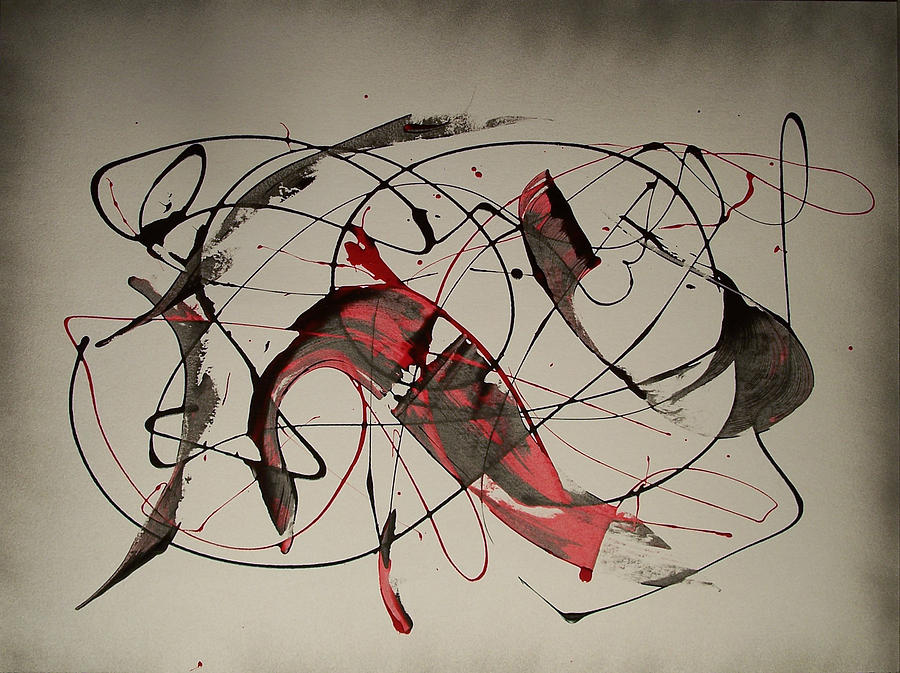 Jackson Pollock Painting - Red and Black Asian 1 by Dan Engh