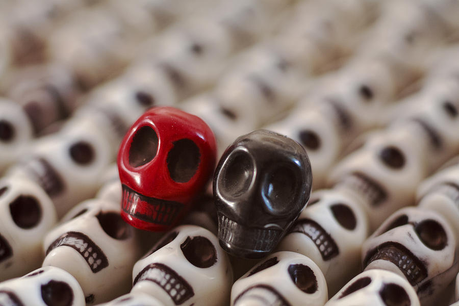 Skull Photograph - Red And Black by Mike Herdering