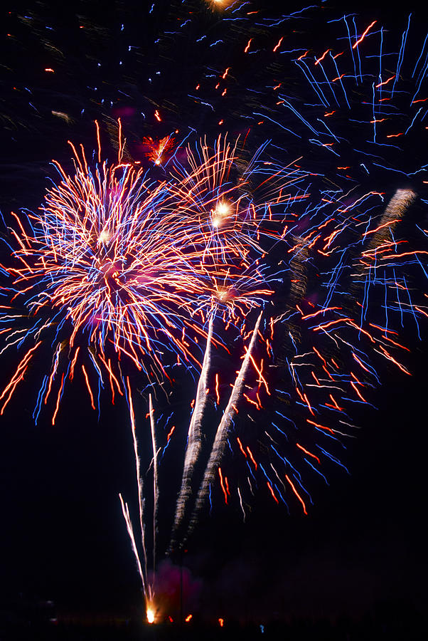 Red and Blue Fireworks Photograph by Tracy Winter