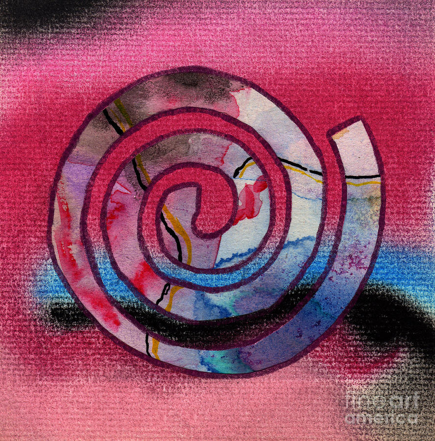 Red And Blue Spiral Mixed Media by Christine Perry
