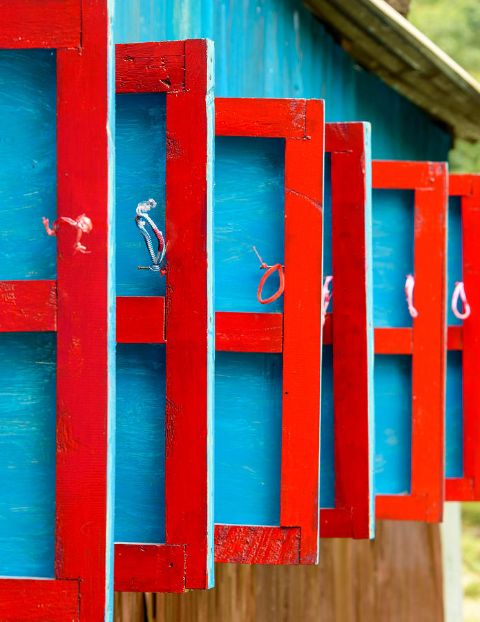 Red and blue wooden shutters Photograph by Dutourdumonde Photography