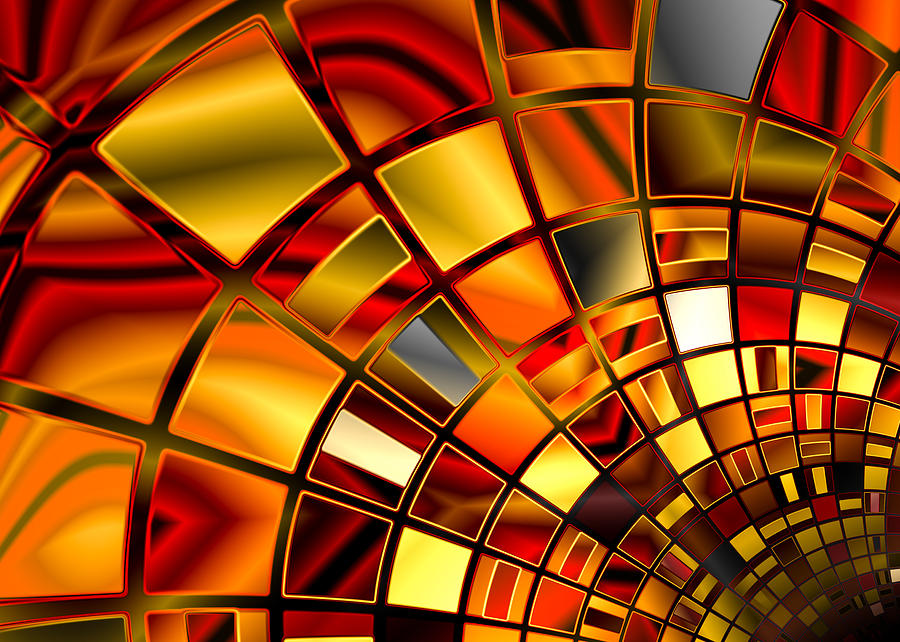 Abstract Digital Art - Red and Gold by Hakon Soreide