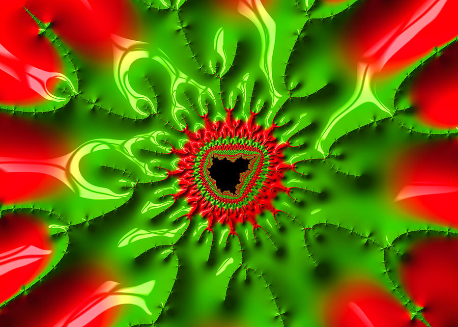 Abstract Photograph - Red and green abstract fractal art by Matthias Hauser