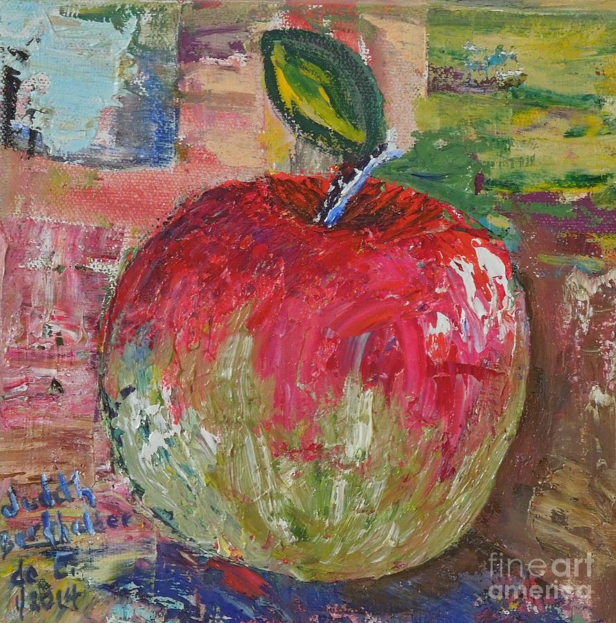 Red and Green Apple - GIFTED Painting by Judith Espinoza