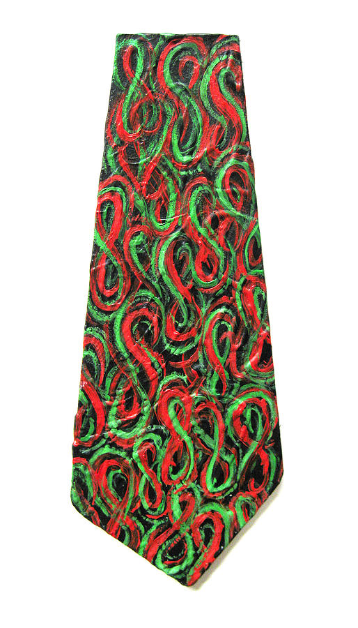 Red and Green Figure-Eight Necktie Painting by Michael Morgan