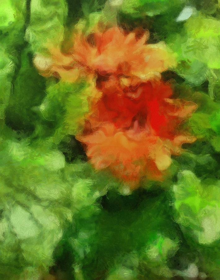 Red and Green Flower Floral Plants Botanicals Garden in Spring and Summer by MendyZ Painting by MendyZ