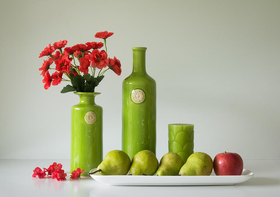 Pear Photograph - Red And Green With Apple And Pears by Jacqueline Hammer