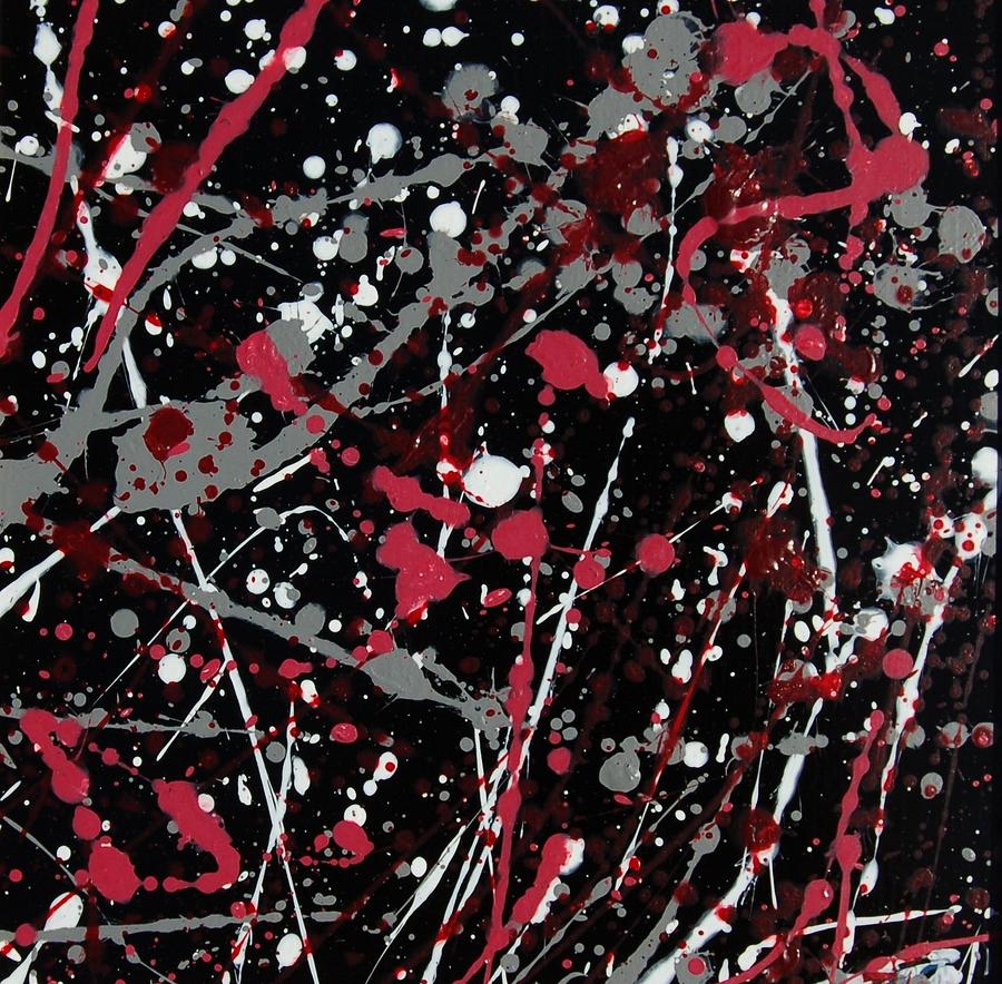 Red and Grey Paint Splatter I Painting by Linda Brody