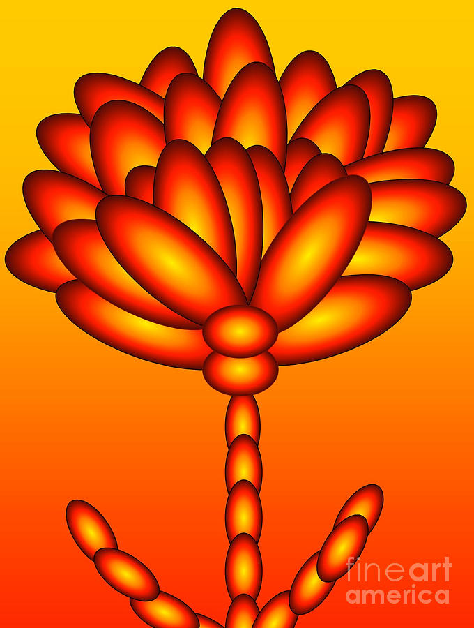 Abstract Digital Art - Red and Orange Flower by Gayle Price Thomas