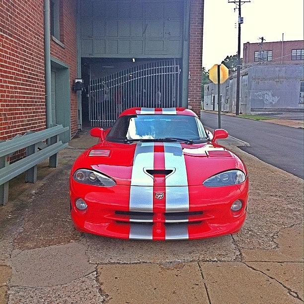 Car Photograph - Red And Silver Stripe Dodge Viper by James Trammell