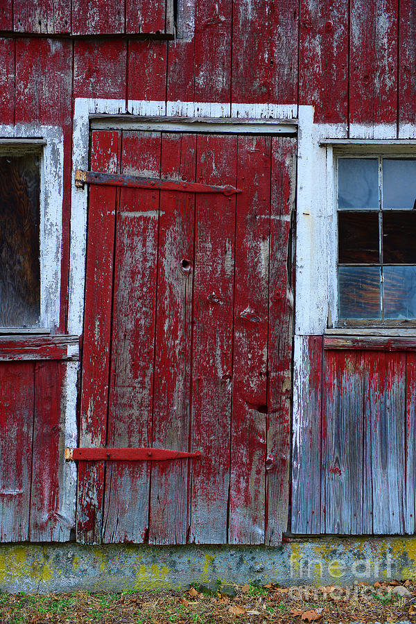 Farm Photograph - Red and Weathered Door by Paul Ward