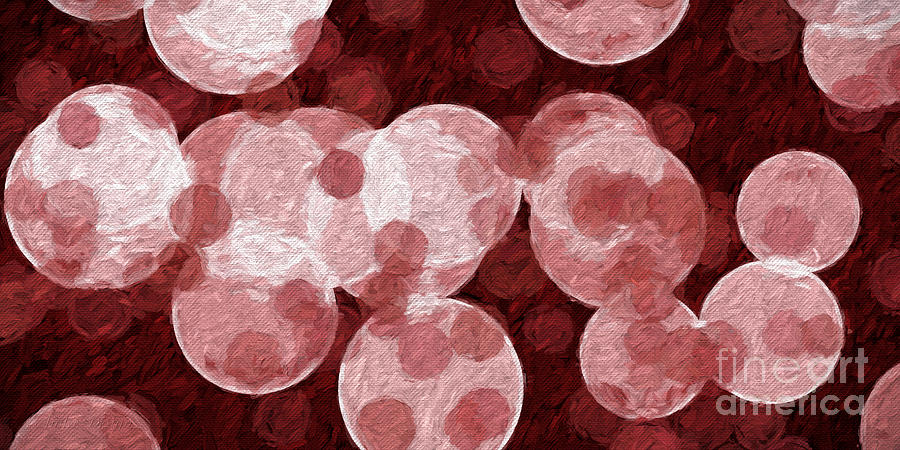 Red And White Blood Cells Painterly Digital Art by Andee Design