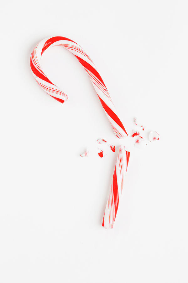 Red And White Broken Candy Cane, Studio Photograph by Sarah M. Golonka