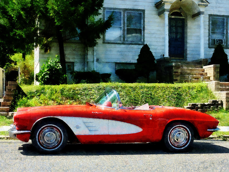 Red and White Corvette Convertible Photograph by Susan Savad