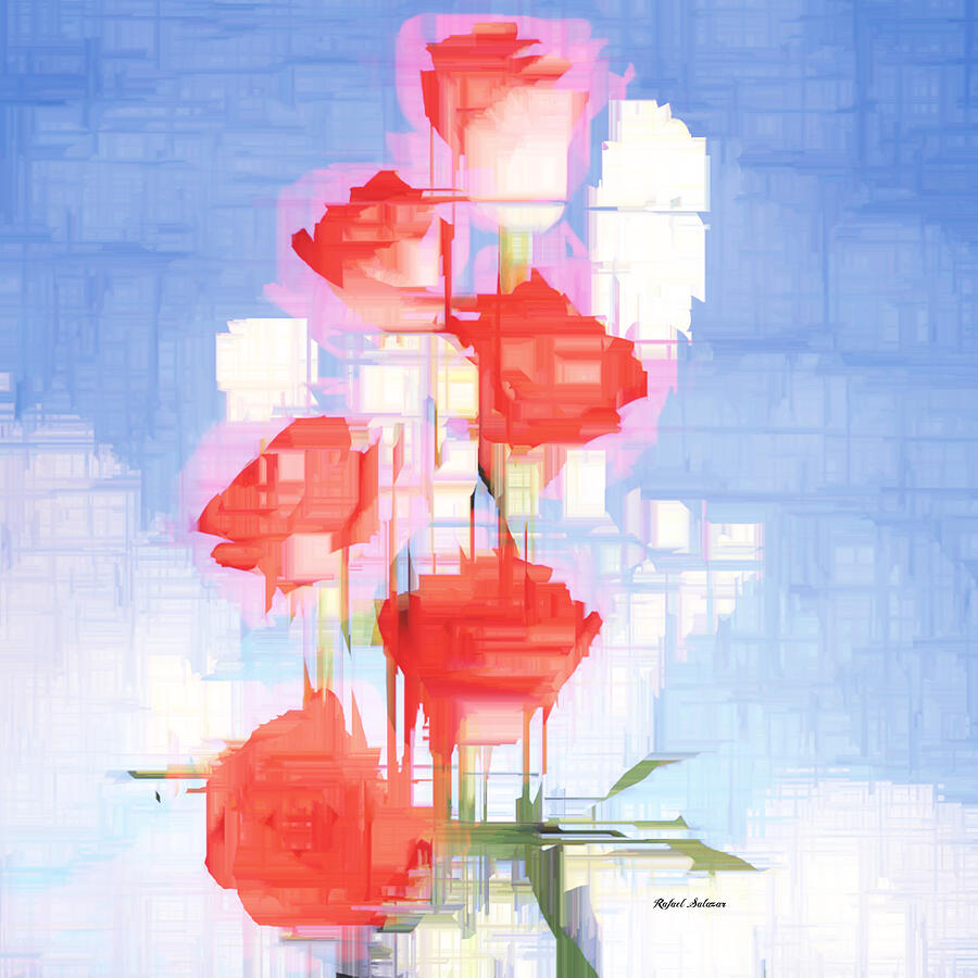 Red and White Flowers Digital Art by Rafael Salazar