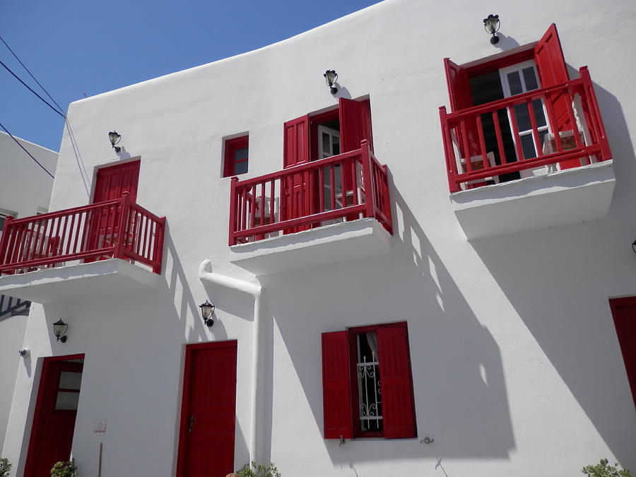 Red and White in Mykonos Photograph by Pema Hou