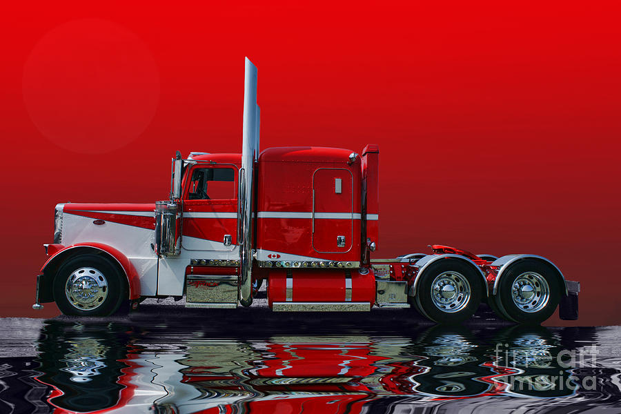 Red and White Peterbilt abstract Photograph by Randy Harris