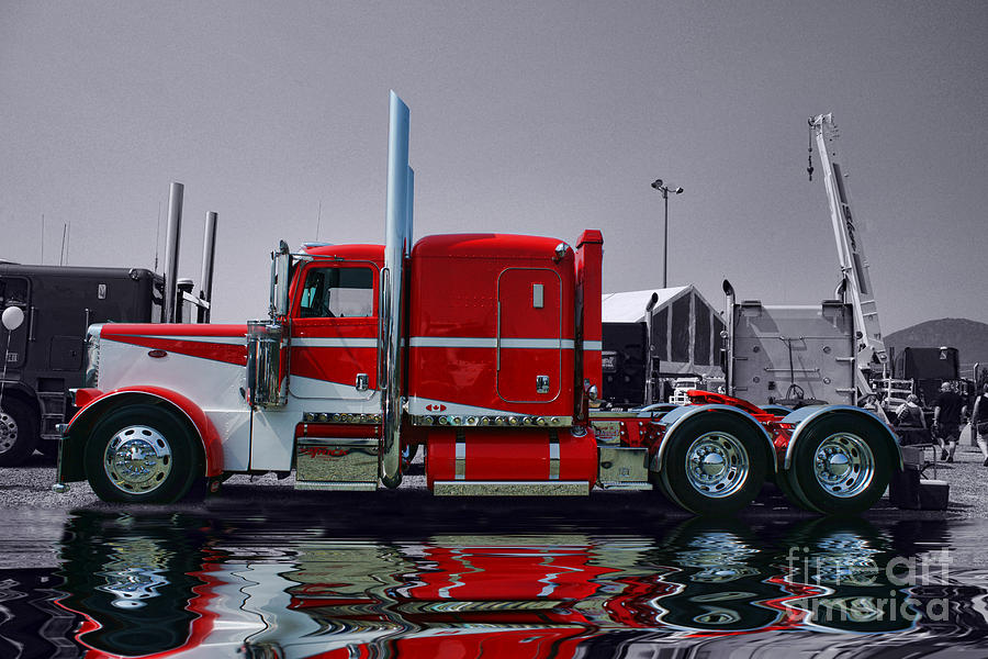 Red and White Peterbilt Photograph by Randy Harris