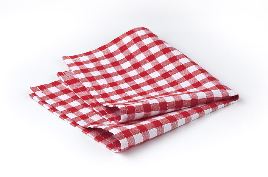Red and white tea towel Photograph by Milanfoto
