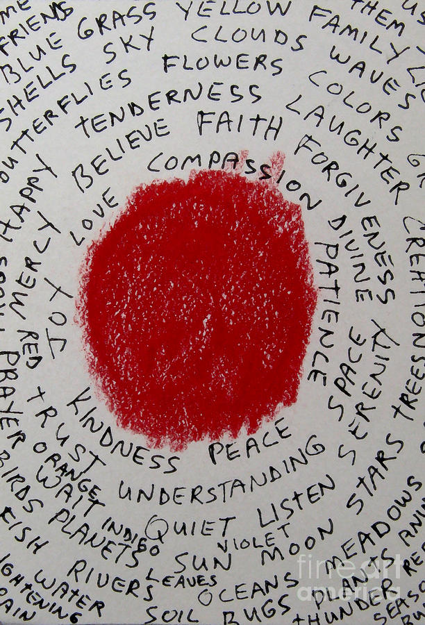 Red and Words Drawing by Patricia Januszkiewicz