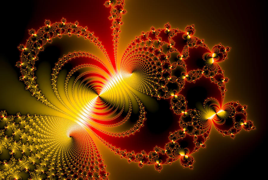 Red and yellow abstract fractal art metallic effect Digital Art by Matthias Hauser