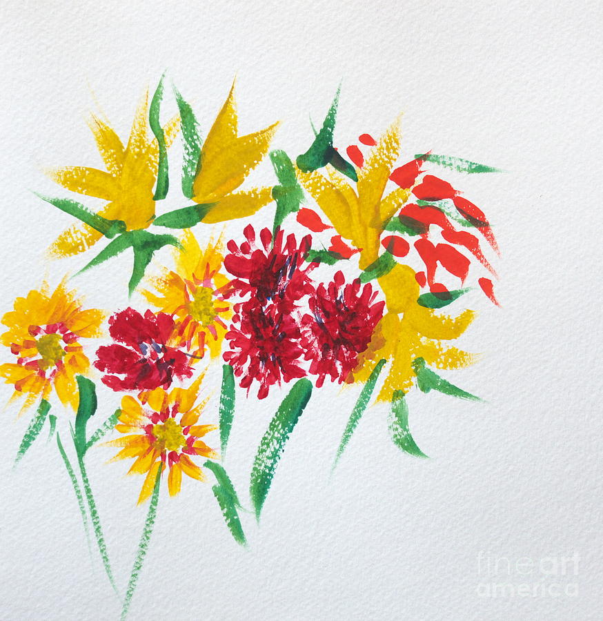 Red and Yellow Bouquet Painting by Walt Brodis