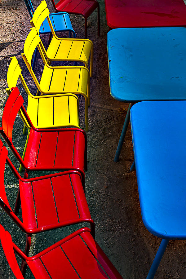 Red and yellow chairs Photograph by Garry Gay