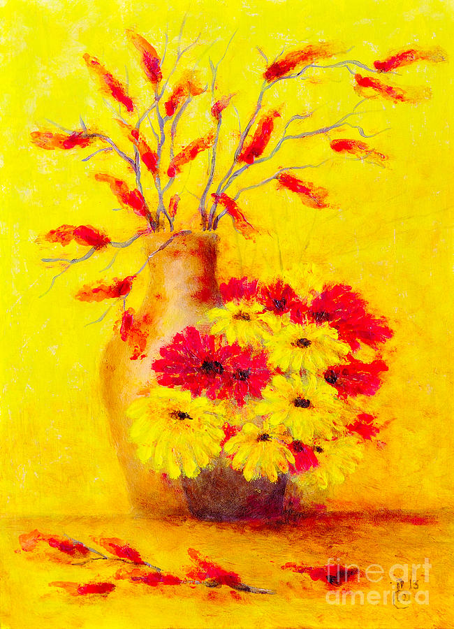 Red and yellow flower Painting by Martin Capek