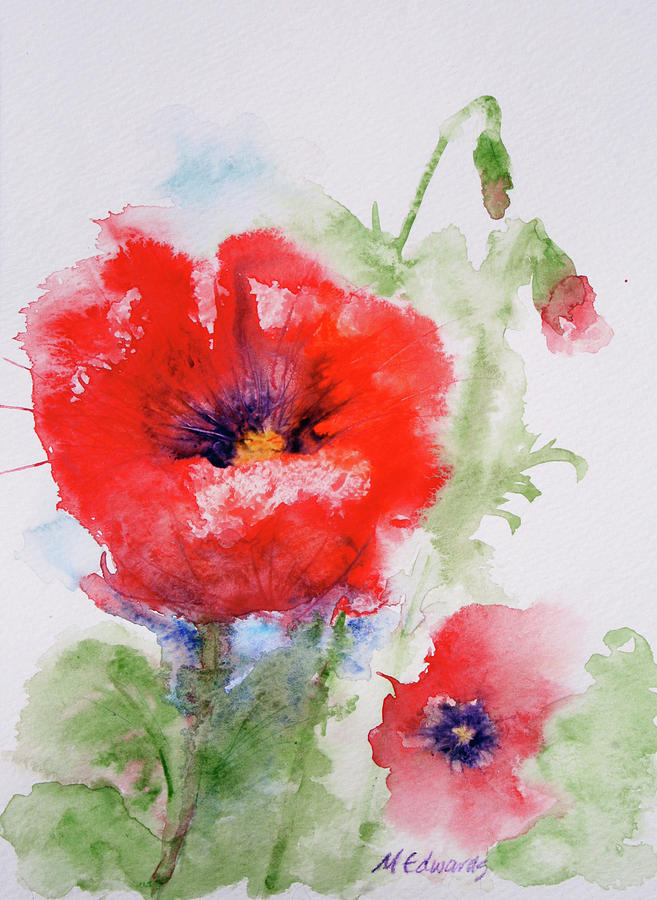 Red Anemones Painting by Marna Edwards Flavell