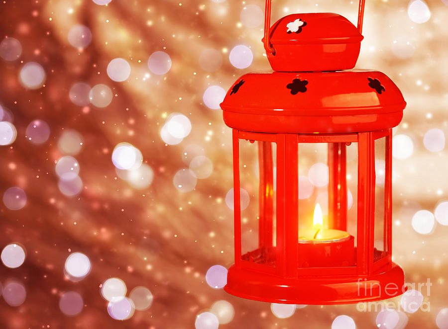 Red antique Christmas lamp Photograph by Anna Om