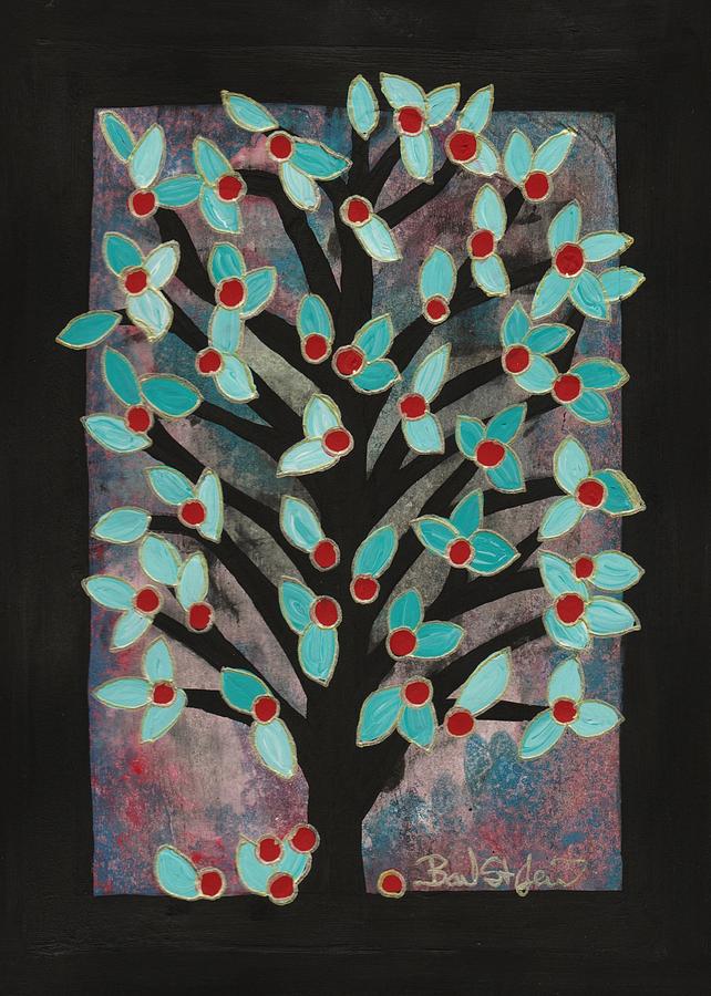 Red Apple Tree Painting by Barbara St Jean