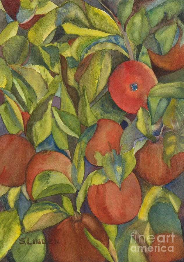 Red Apples Painting by Sandy Linden
