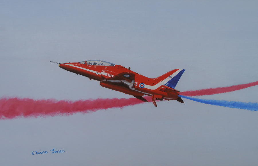 Airplane Painting - Red Arrow - One of a Pair by Elaine Jones