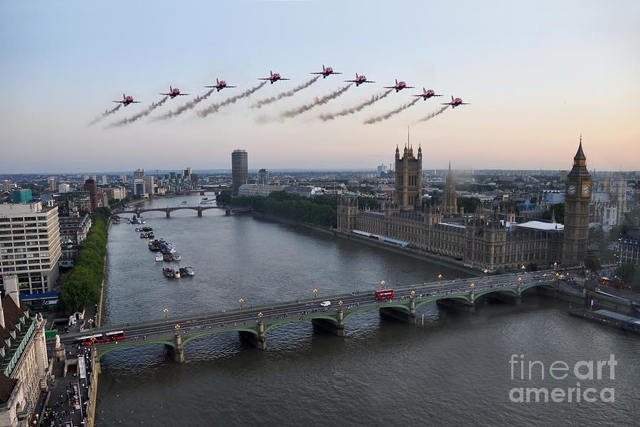 Red Arrows at Westminster  Digital Art by Airpower Art