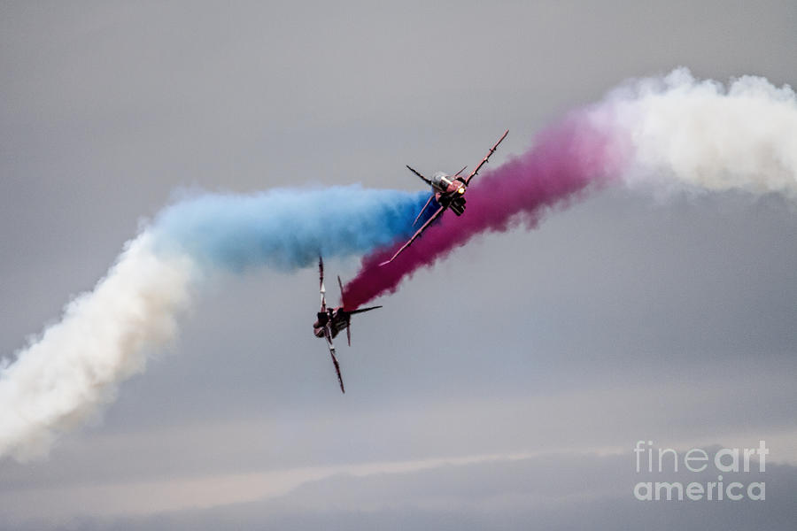 Red Arrows Cross Over Photograph by Airpower Art