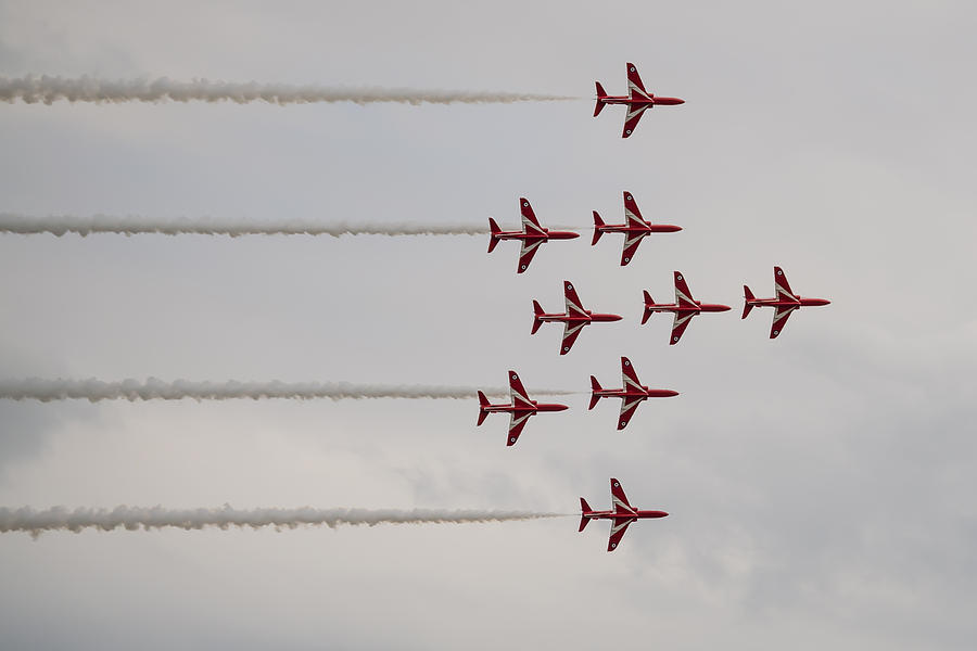 Red Arrows - Flanker Formation Photograph by Scott Lyons