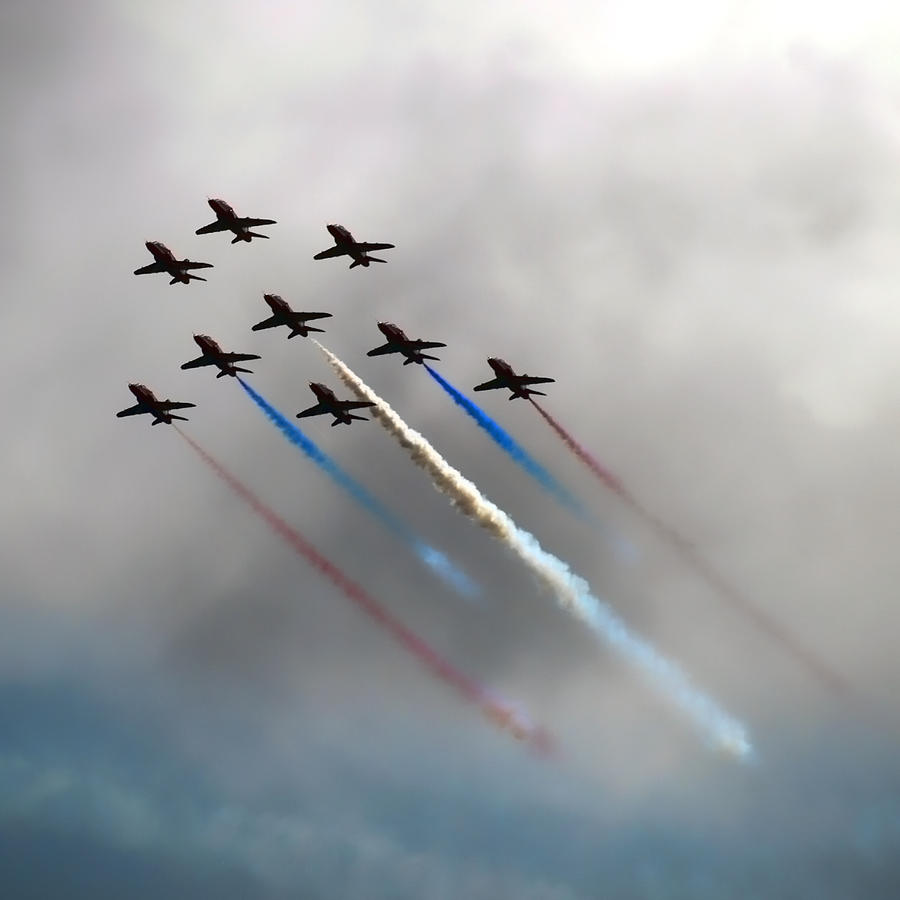 Jet Photograph - Red Arrows Formation by Sharon Lisa Clarke